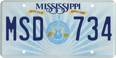 MS license plate MSD734