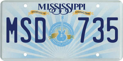 MS license plate MSD735