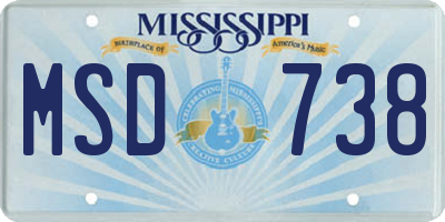 MS license plate MSD738