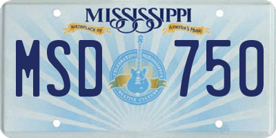 MS license plate MSD750