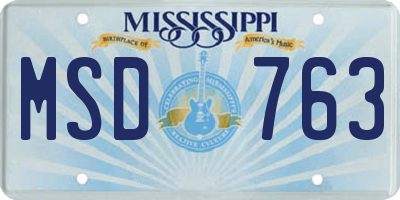 MS license plate MSD763