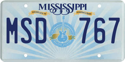 MS license plate MSD767