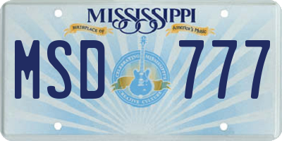 MS license plate MSD777