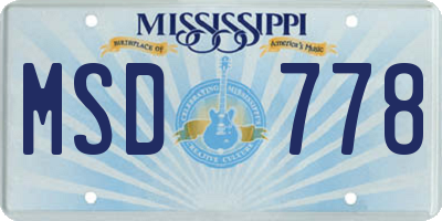 MS license plate MSD778