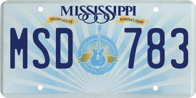 MS license plate MSD783