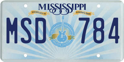 MS license plate MSD784