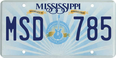 MS license plate MSD785