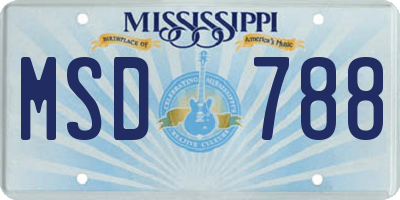 MS license plate MSD788