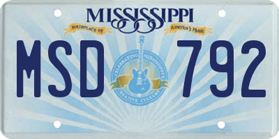 MS license plate MSD792