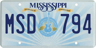 MS license plate MSD794