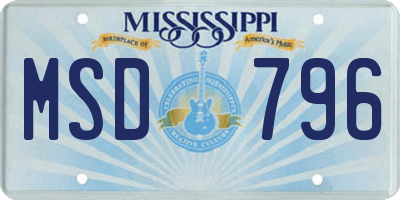 MS license plate MSD796