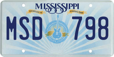 MS license plate MSD798