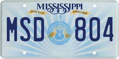 MS license plate MSD804