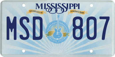 MS license plate MSD807