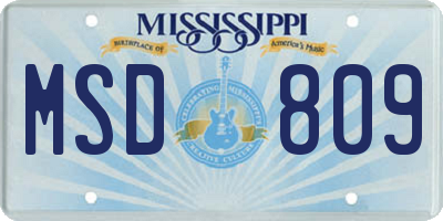 MS license plate MSD809