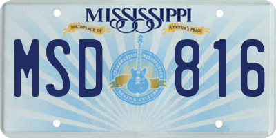 MS license plate MSD816