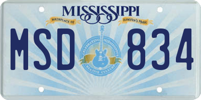 MS license plate MSD834