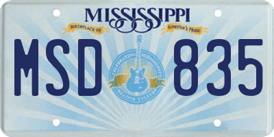 MS license plate MSD835