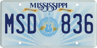 MS license plate MSD836