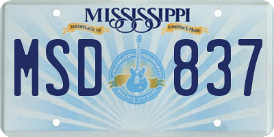 MS license plate MSD837