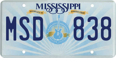 MS license plate MSD838