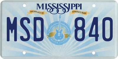 MS license plate MSD840