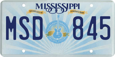 MS license plate MSD845