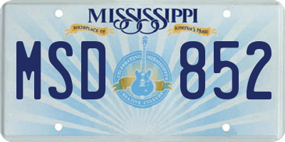 MS license plate MSD852