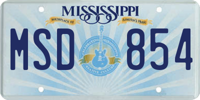 MS license plate MSD854