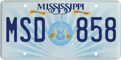 MS license plate MSD858