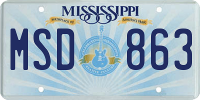 MS license plate MSD863