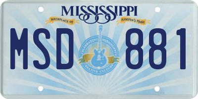 MS license plate MSD881