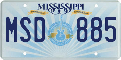 MS license plate MSD885