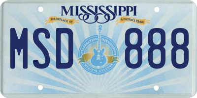 MS license plate MSD888