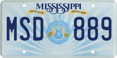 MS license plate MSD889