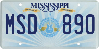 MS license plate MSD890