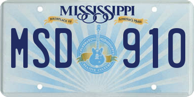 MS license plate MSD910