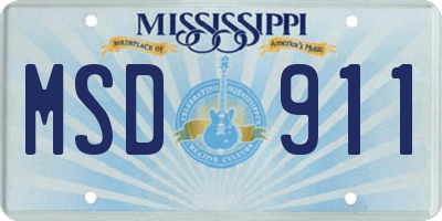 MS license plate MSD911