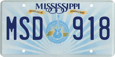 MS license plate MSD918