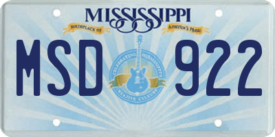 MS license plate MSD922