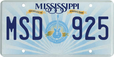 MS license plate MSD925