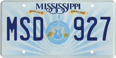 MS license plate MSD927