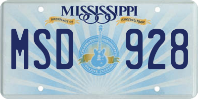MS license plate MSD928