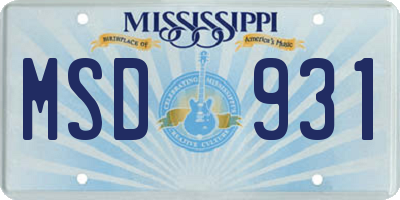 MS license plate MSD931