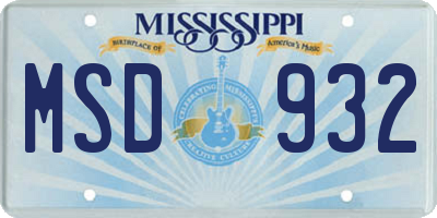 MS license plate MSD932