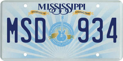 MS license plate MSD934