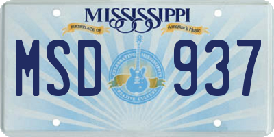 MS license plate MSD937