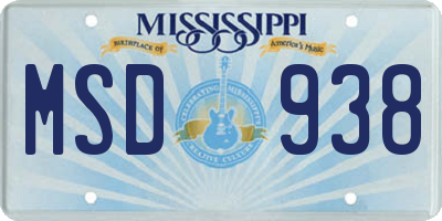 MS license plate MSD938