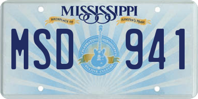 MS license plate MSD941