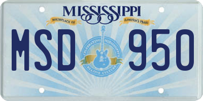 MS license plate MSD950